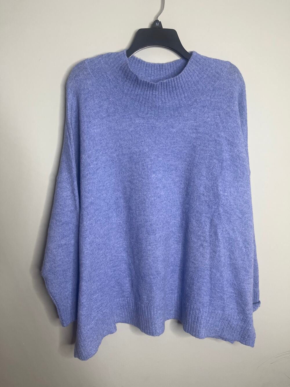 Mudpie Blue Mock Neck Wool Blend Sweater One Size - Picture 1 of 5